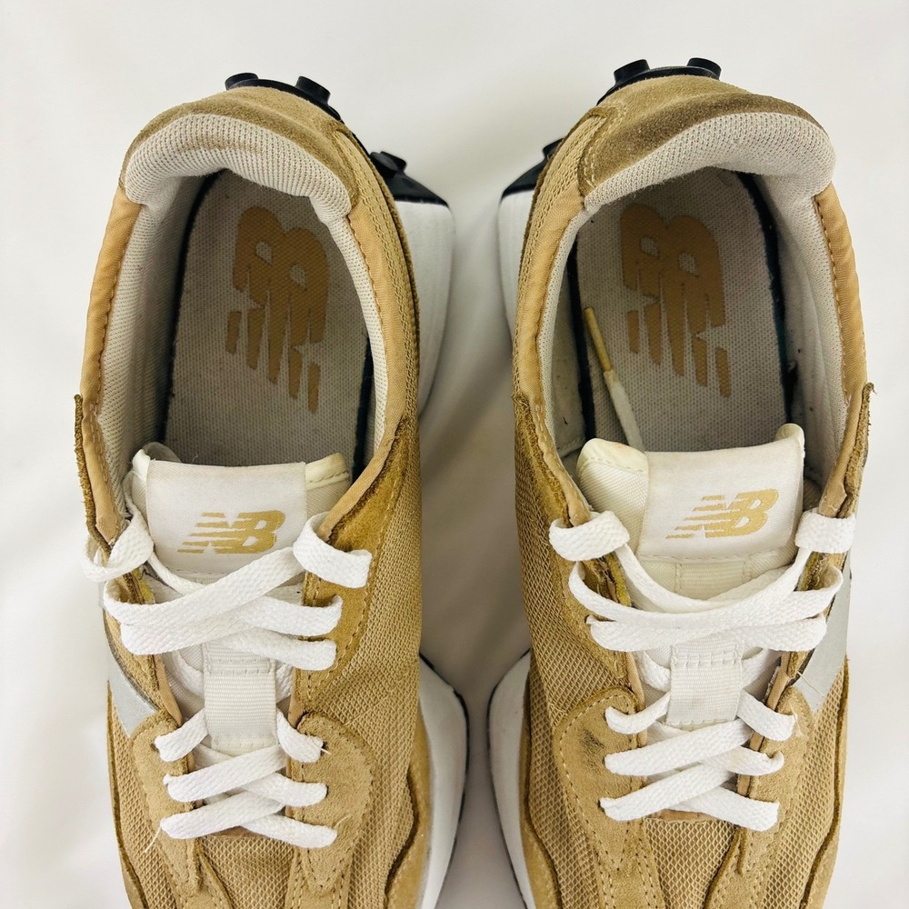 New Balance 327 Tan Beige Suede Mesh Running Sneakers MS327LC1 Mens Sz 9.5 - Picture 8 of 12